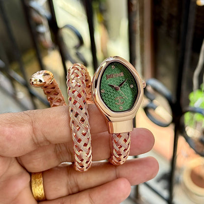 Just Cavali Analog Rosegold Green Dial