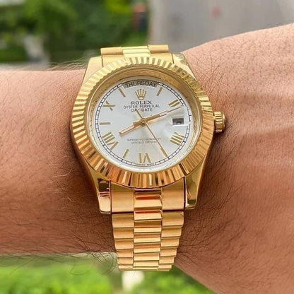 Rolex Day-Date 41 228238 Fluted Bezel White Dial
